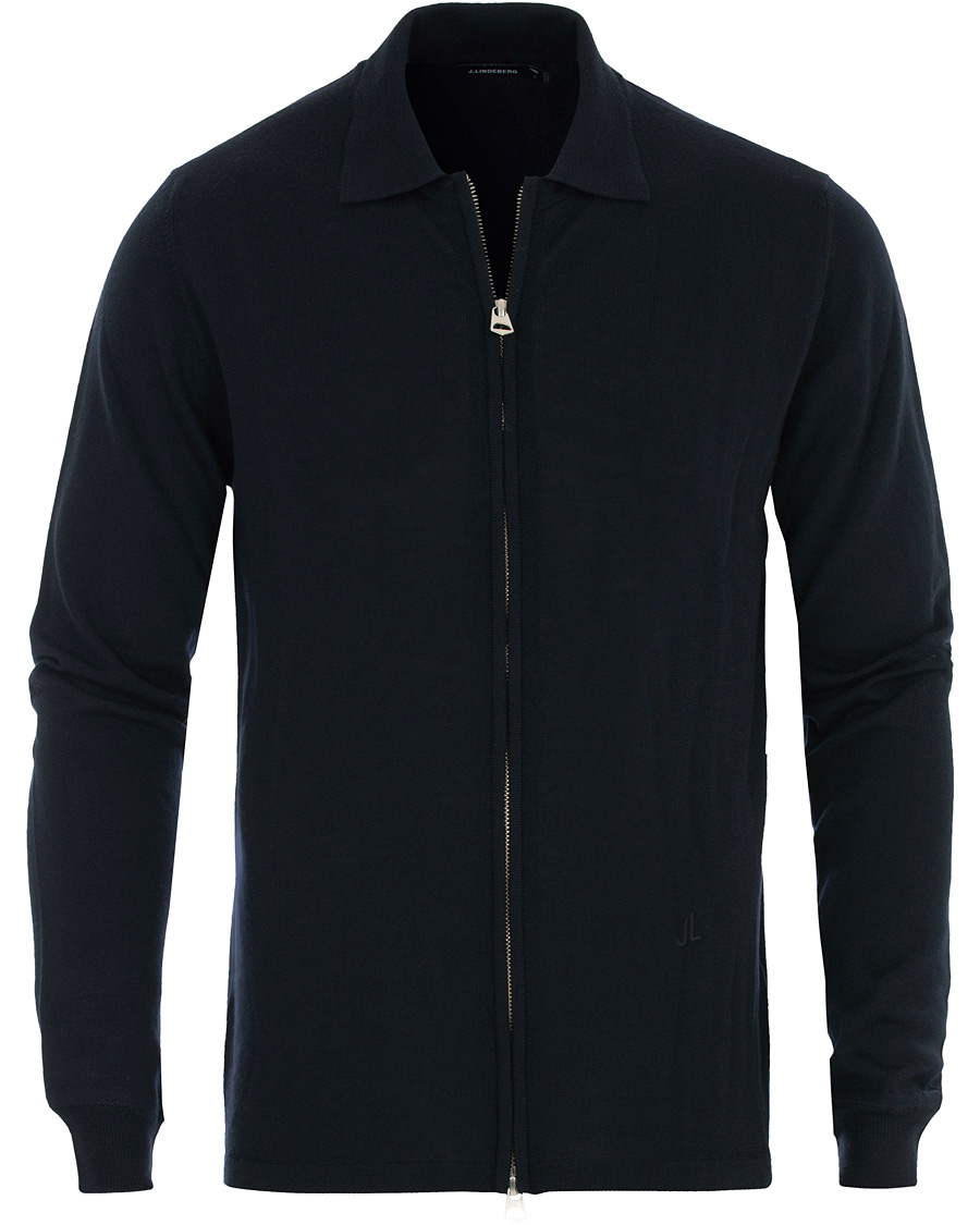 Mies | Puserot | J.Lindeberg | Nyle Full Zip Merino Navy