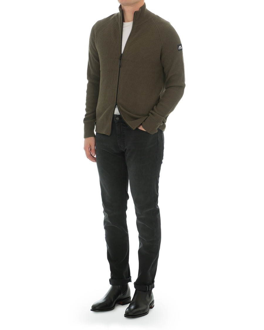 Mies | Puserot | J.Lindeberg | Carlo Cotton/Wool Full Zip Green