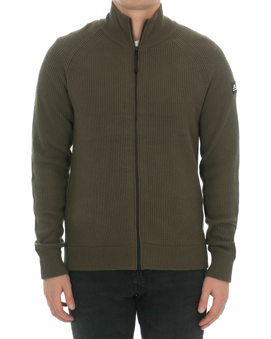 Mies | Puserot | J.Lindeberg | Carlo Cotton/Wool Full Zip Green
