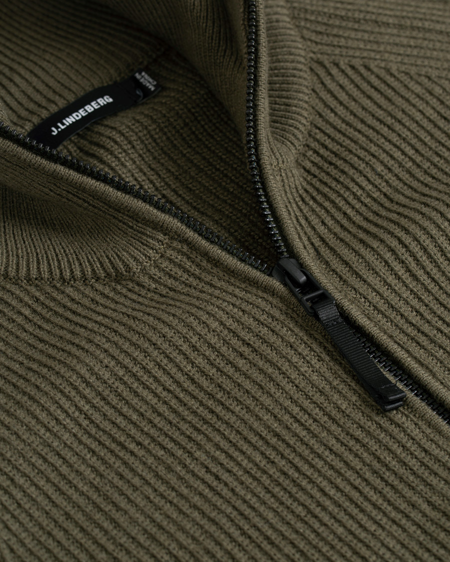 Mies | Puserot | J.Lindeberg | Carlo Cotton/Wool Full Zip Green