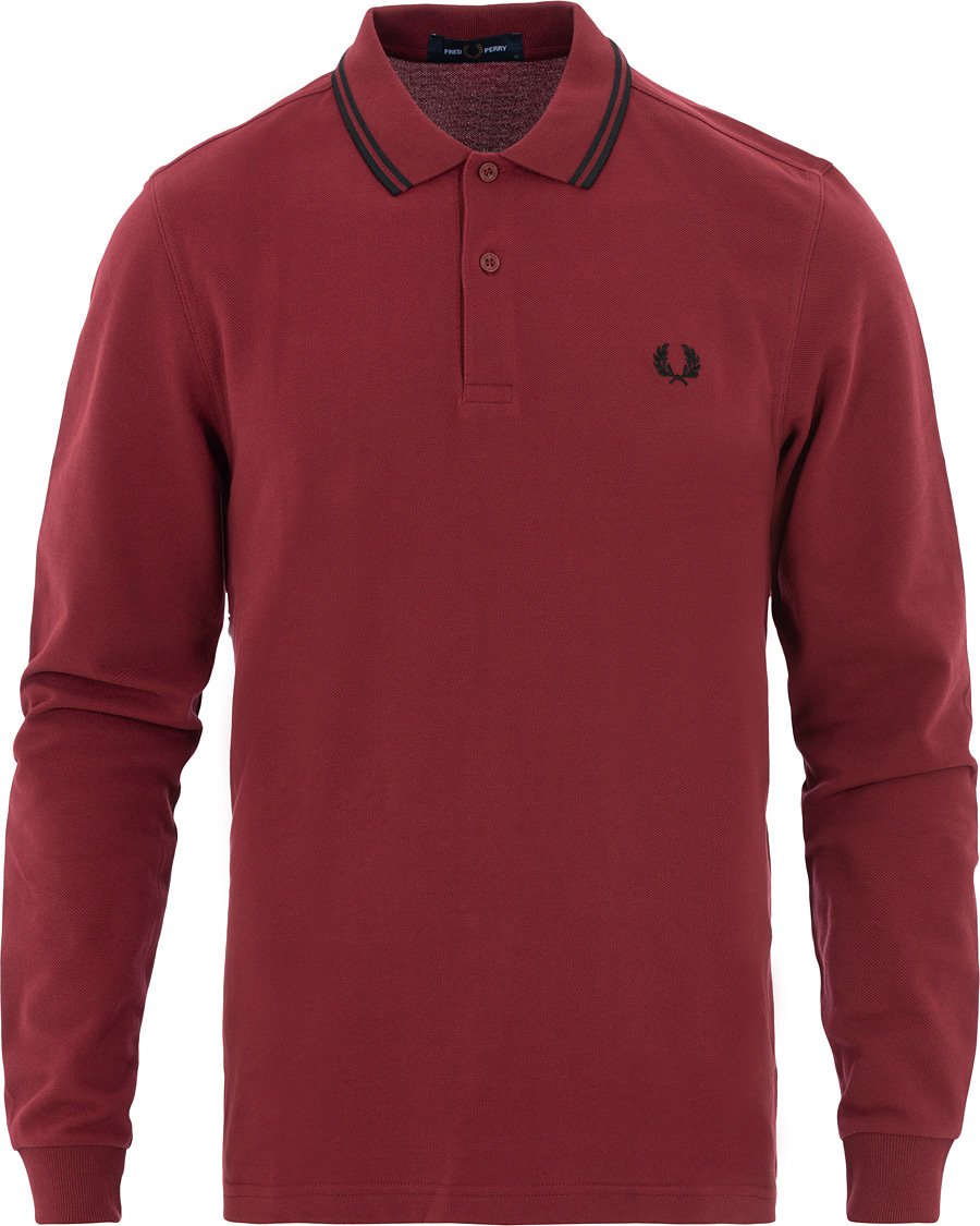 Mies | Puserot | Fred Perry | Slim Fit Long Sleeve Polo Twin Tip Wine Red