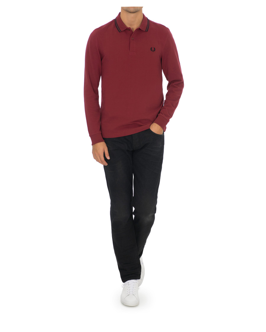 Mies | Puserot | Fred Perry | Slim Fit Long Sleeve Polo Twin Tip Wine Red