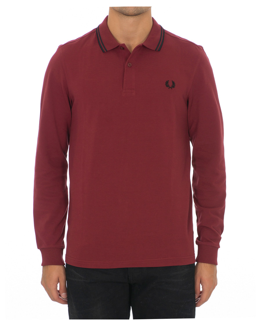 Mies | Puserot | Fred Perry | Slim Fit Long Sleeve Polo Twin Tip Wine Red