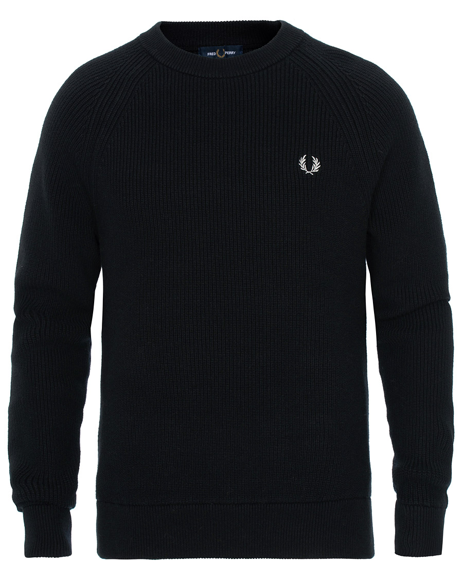 Mies | Puserot | Fred Perry | Ribbed Crew Neck Jumper Black