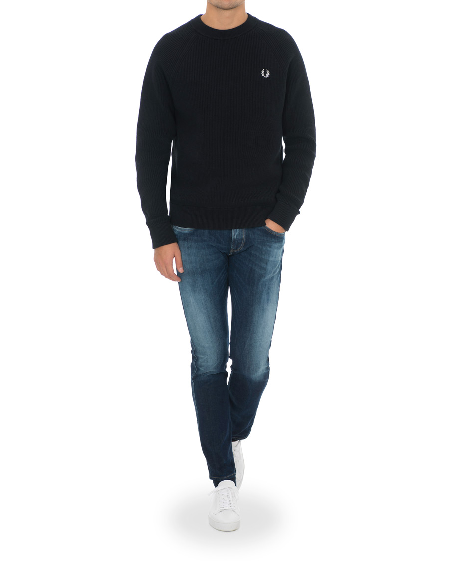 Mies | Puserot | Fred Perry | Ribbed Crew Neck Jumper Black