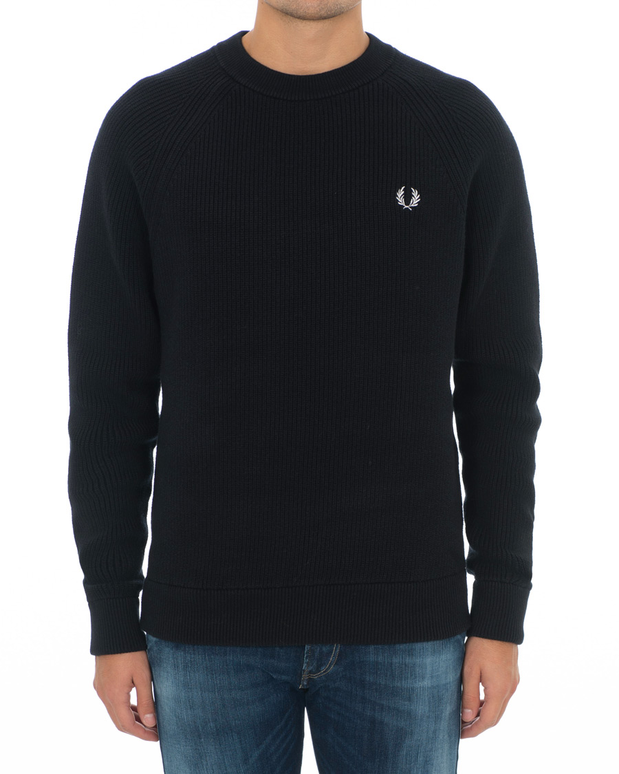 Mies | Puserot | Fred Perry | Ribbed Crew Neck Jumper Black