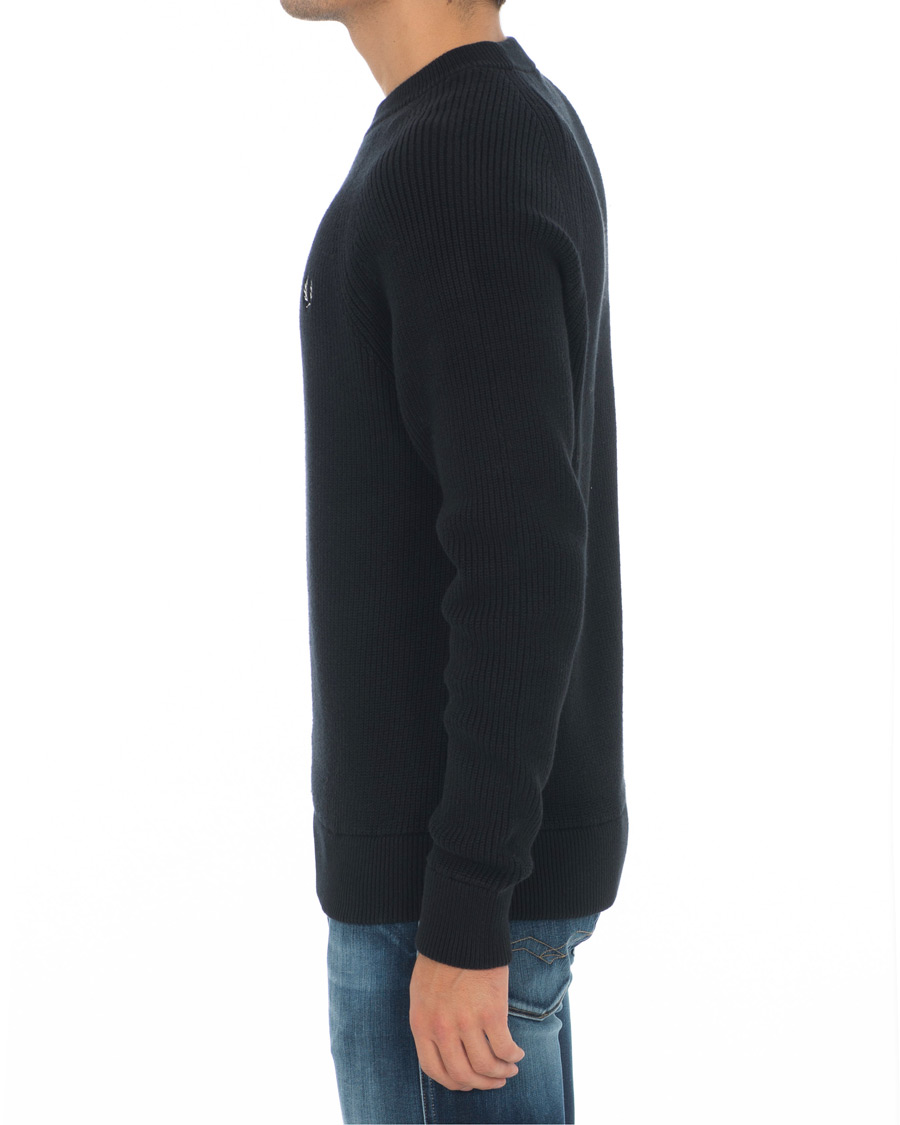 Mies | Puserot | Fred Perry | Ribbed Crew Neck Jumper Black
