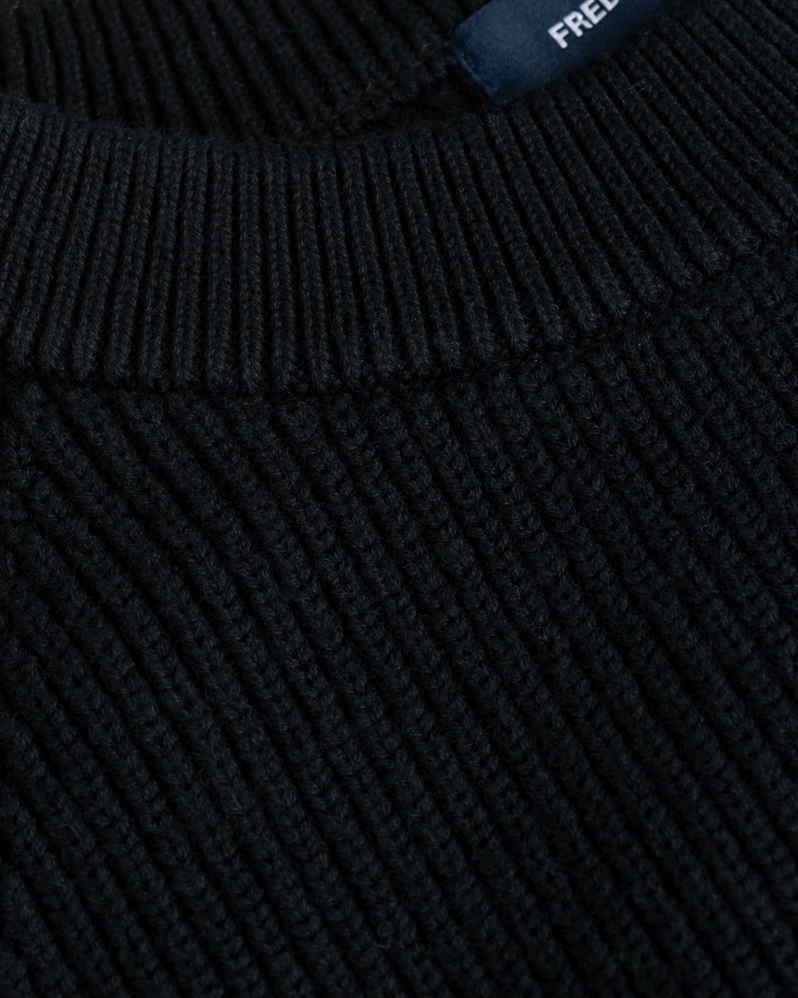 Mies | Puserot | Fred Perry | Ribbed Crew Neck Jumper Black