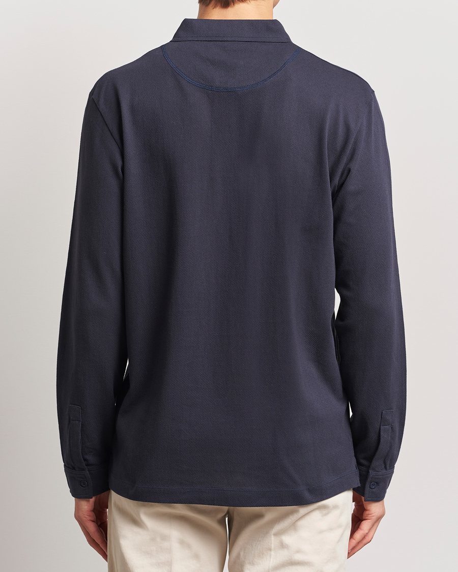 Mies | Pikeet | Sunspel | Long Sleeve Riviera Polo Shirt Navy