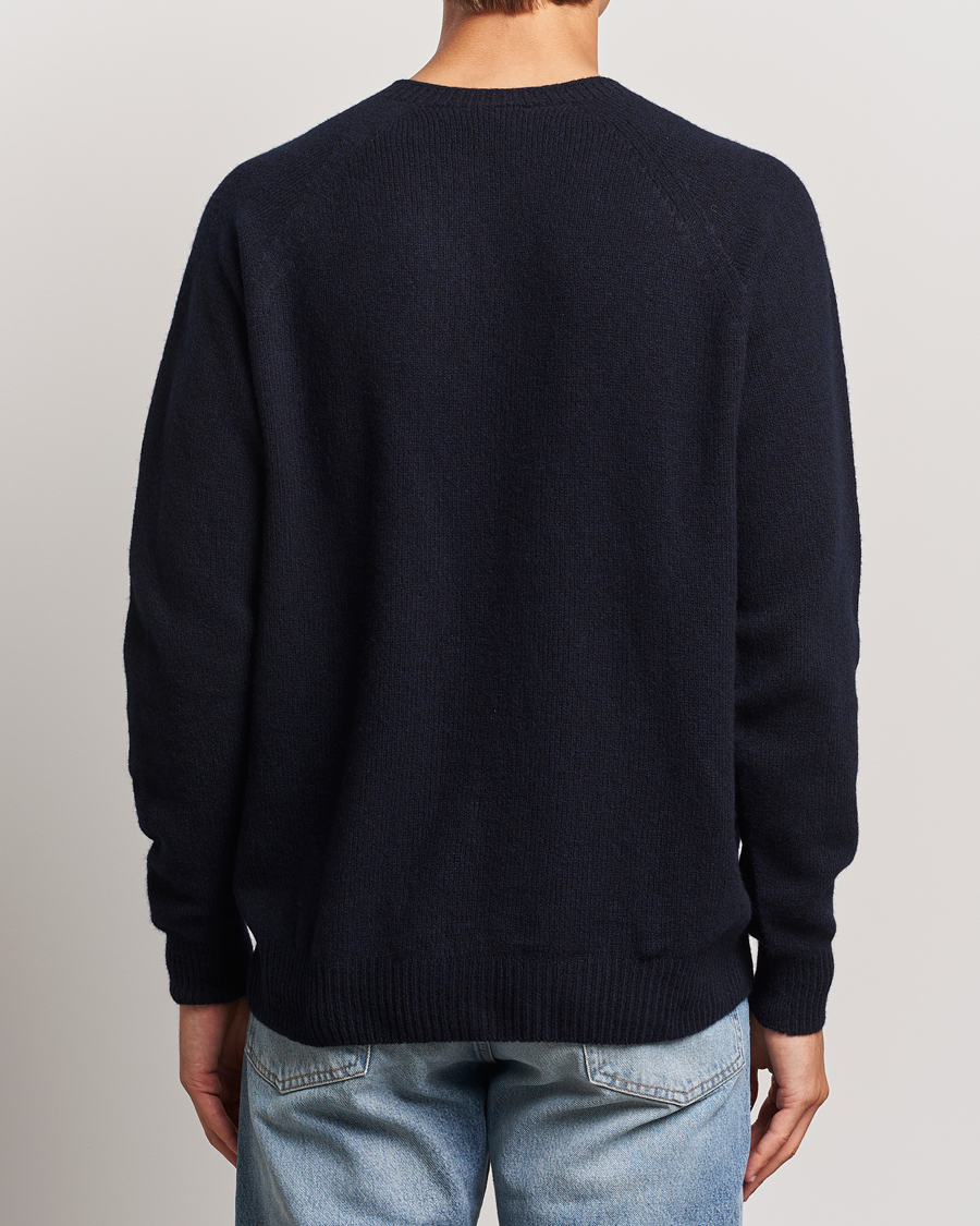 Mies | Puserot | Sunspel | Lambswool Crewneck Dark Navy Moiline