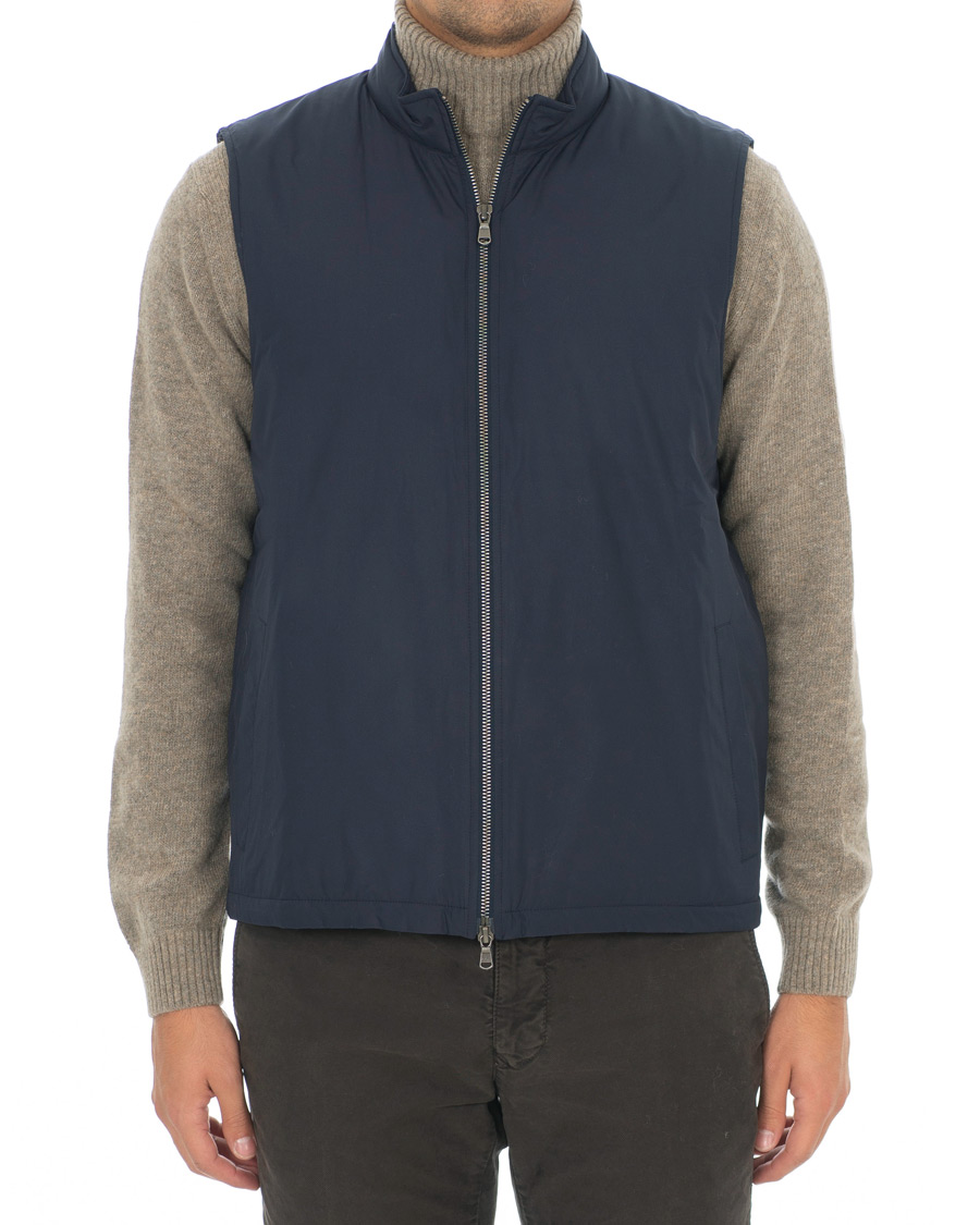 Mies | Takit | Sunspel | Padded Full Zip Gilet Navy