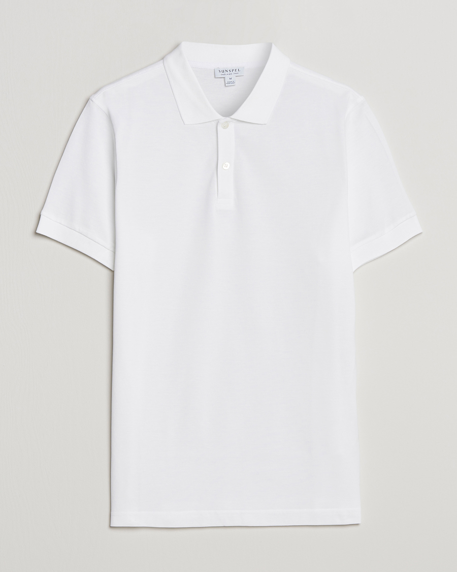 Mies |  | Sunspel | Short Sleeve Pique Polo White