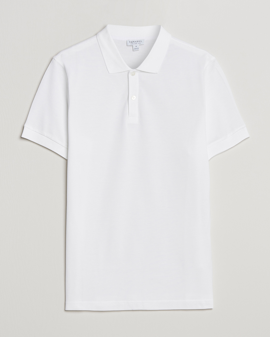 Mies | Pikeet | Sunspel | Short Sleeve Pique Polo White
