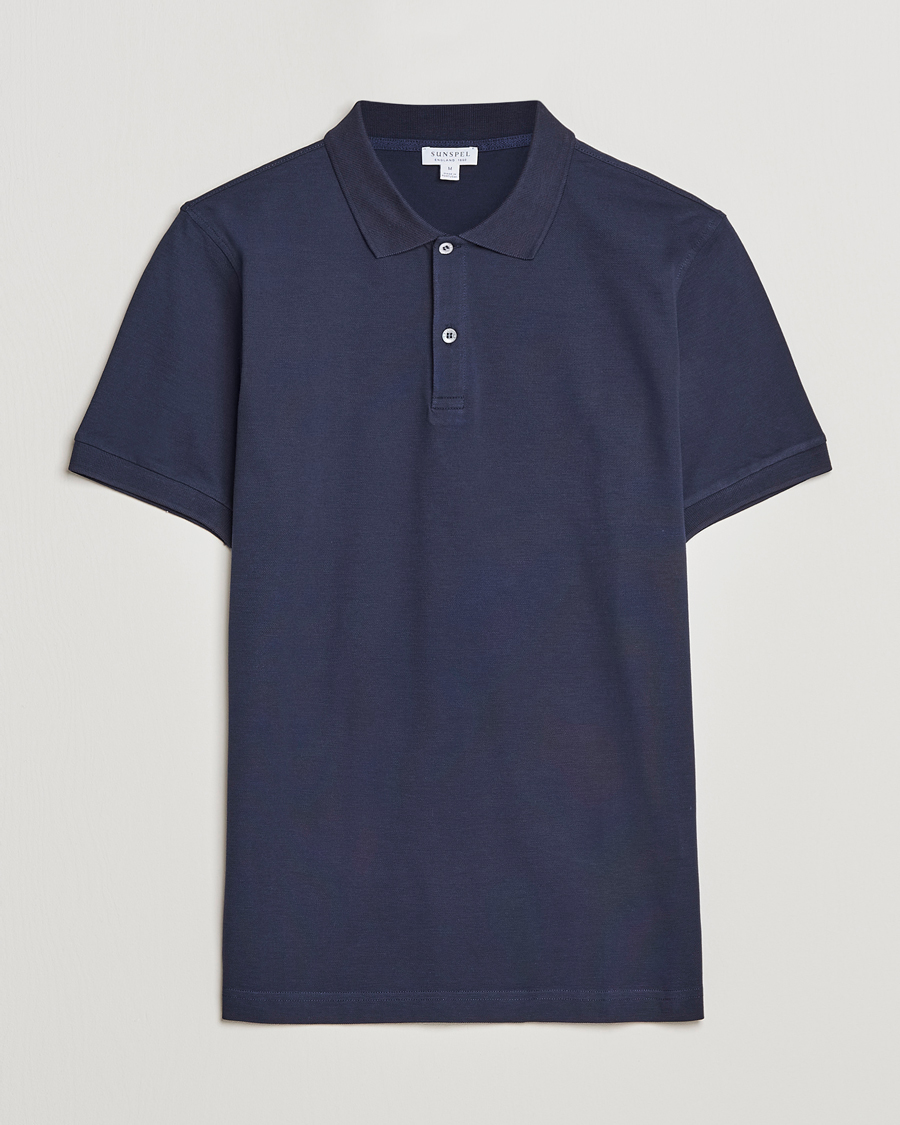 Mies | Pikeet | Sunspel | Short Sleeve Pique Polo Navy