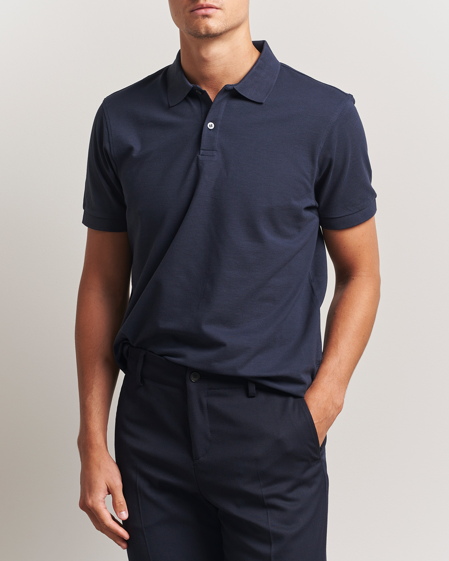 Mies | Pikeet | Sunspel | Short Sleeve Pique Polo Navy
