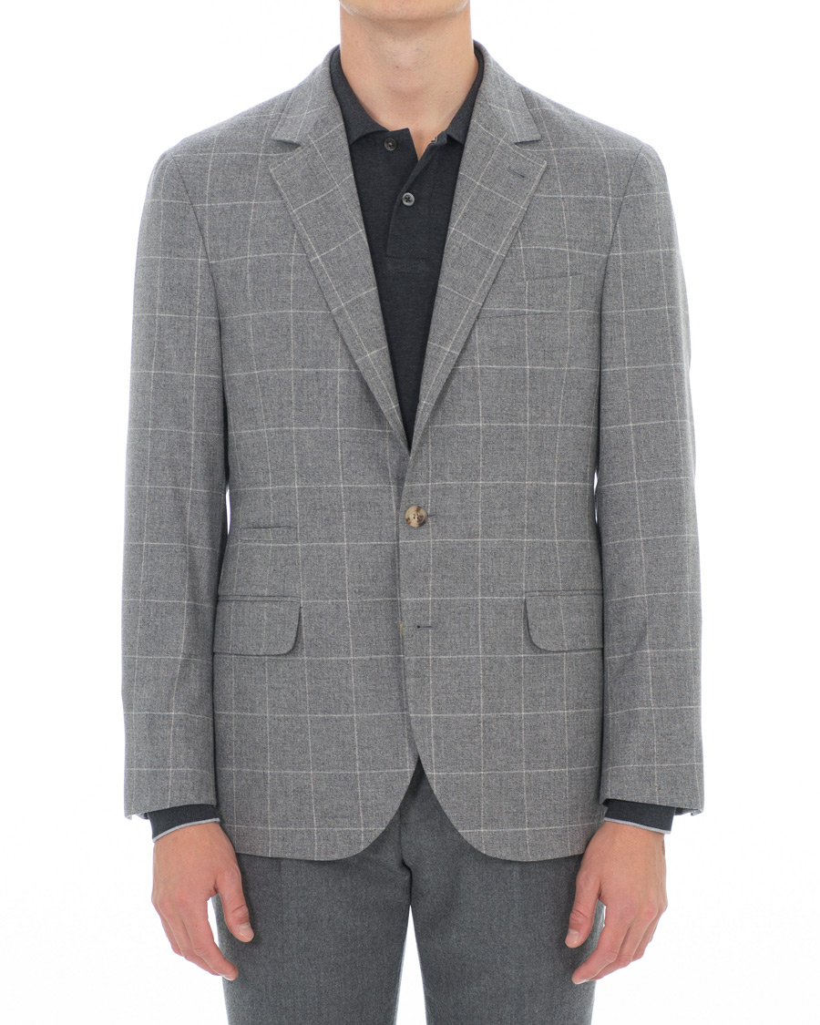 Mies | Pikkutakit | Brunello Cucinelli | Windowpane Check Blazer Light Grey