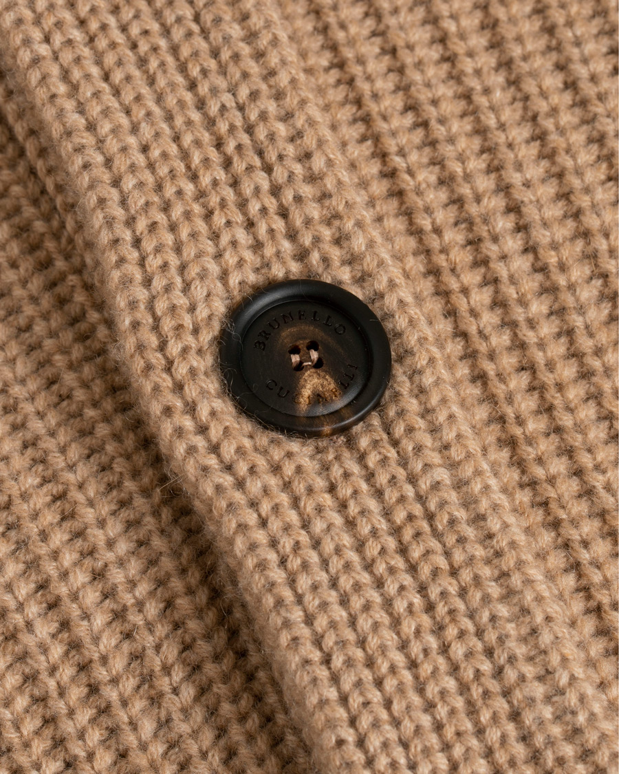 Mies | Puserot | Brunello Cucinelli | Cashmere Blend Shawl Collar Cardigan Camel
