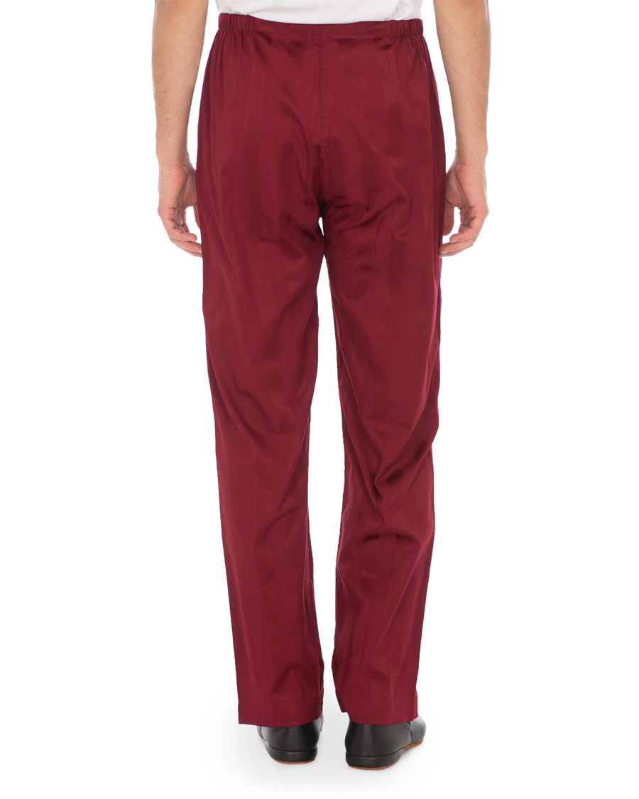 Mies | Yöpuvut ja kylpytakit | Derek Rose | Cotton Satin Striped Pyjama Set Wine Red