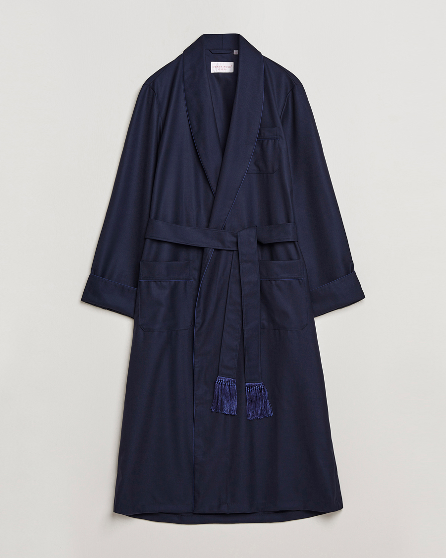 Mies |  | Derek Rose | Pure Wool Dressing Gown Navy