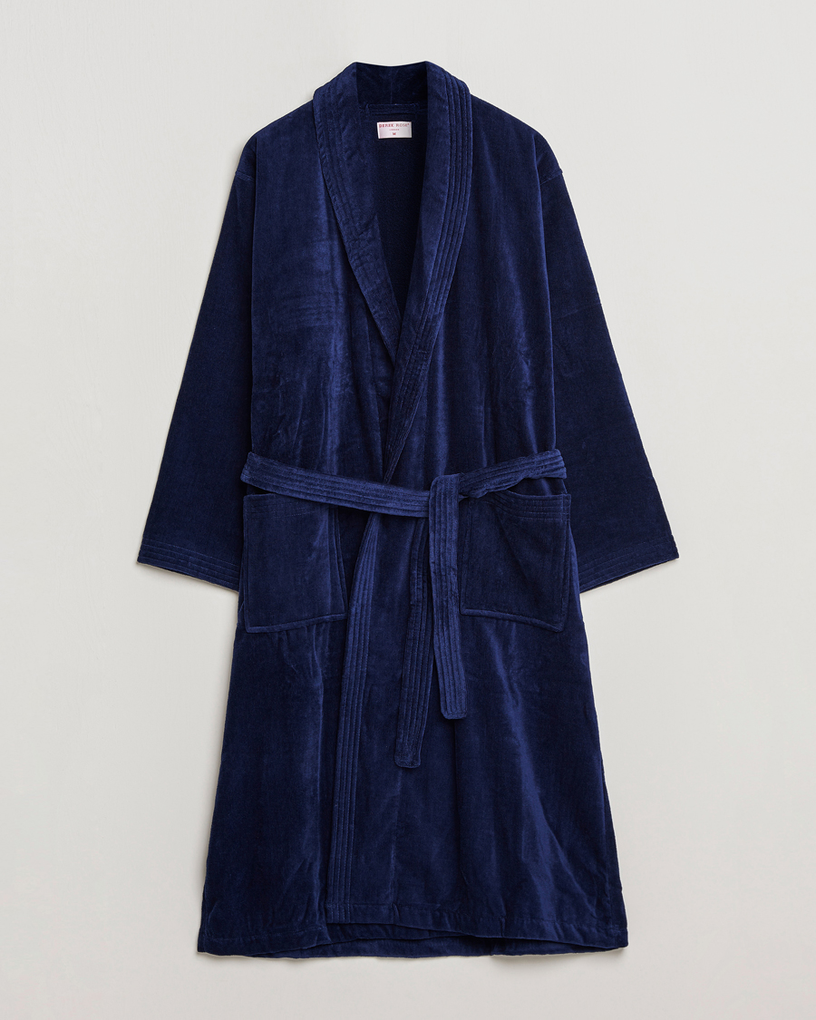 Mies | Yöpuvut ja kylpytakit | Derek Rose | Cotton Velour Gown Navy