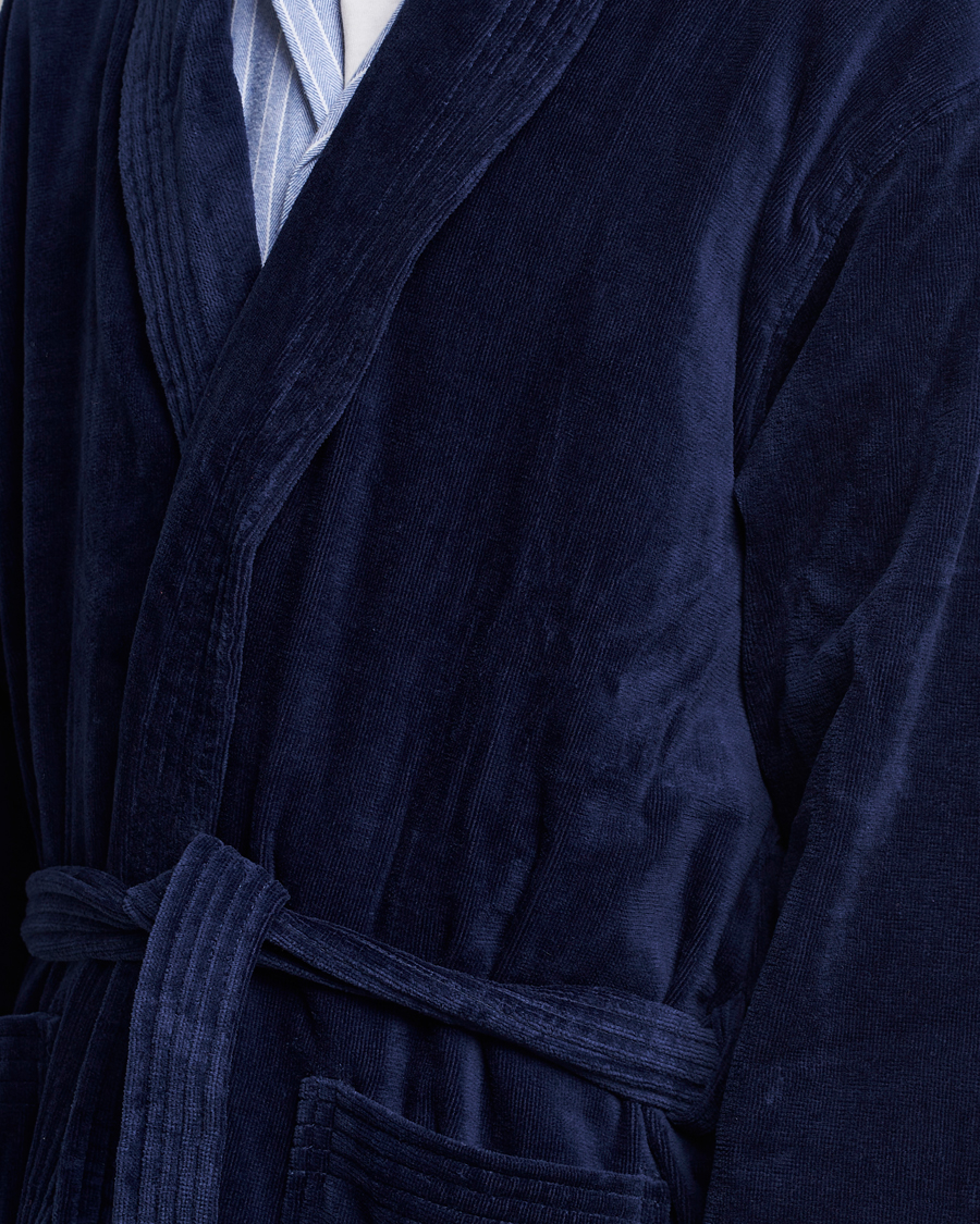 Mies | Yöpuvut ja kylpytakit | Derek Rose | Cotton Velour Gown Navy