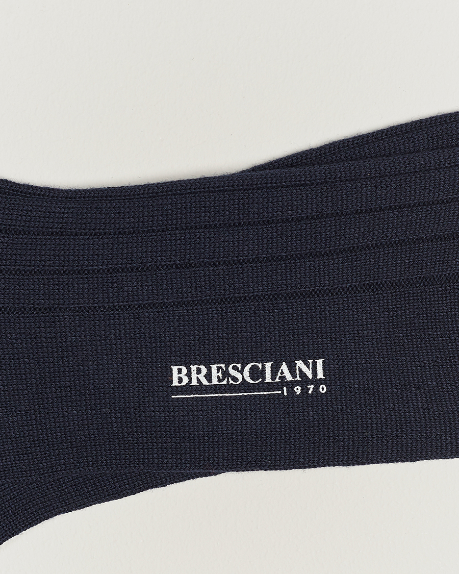 Mies |  | Bresciani | Wool/Nylon Heavy Ribbed Socks Navy