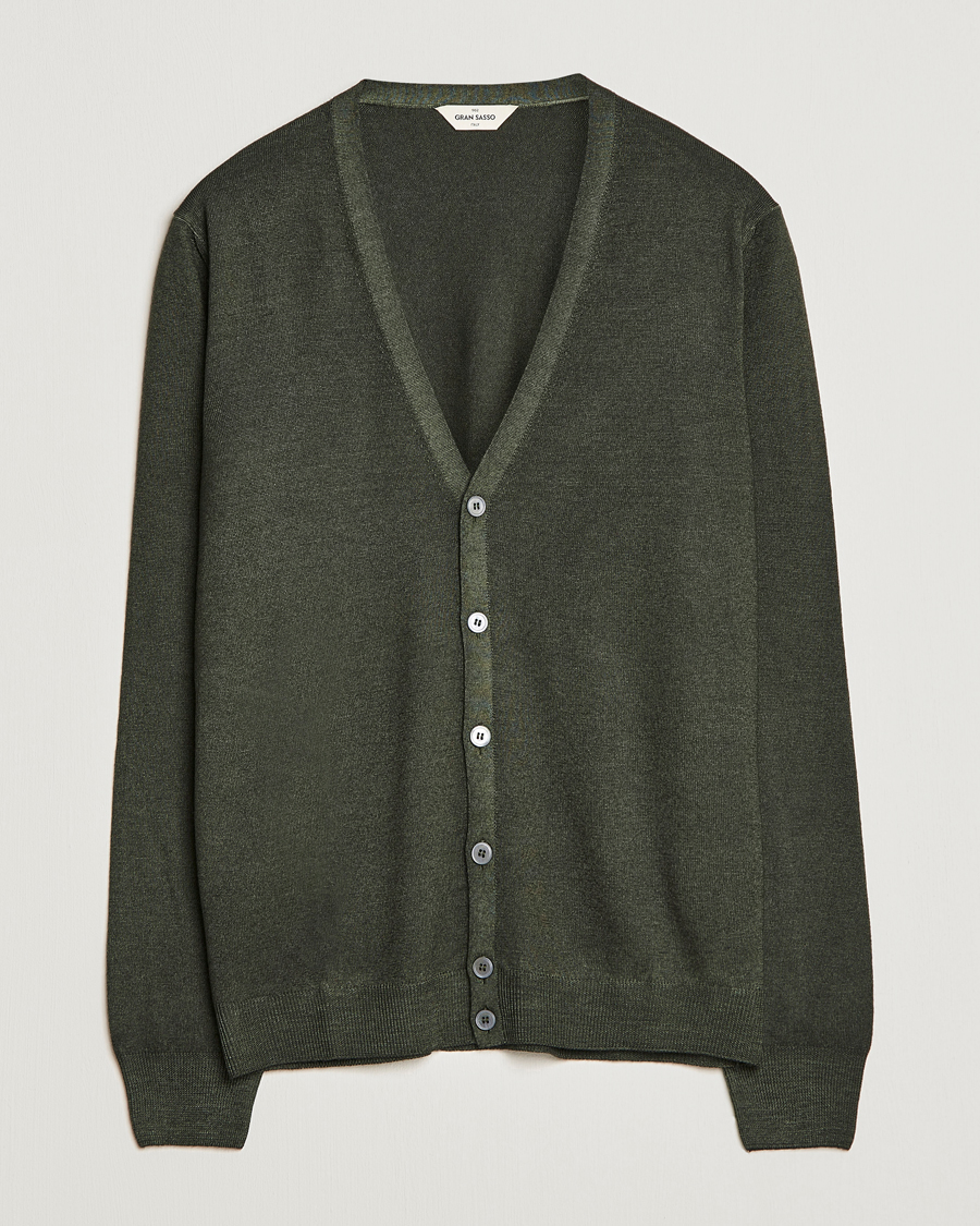 Mies | Puserot | Gran Sasso | Vintage Merino Fashion Fit Cardigan Green