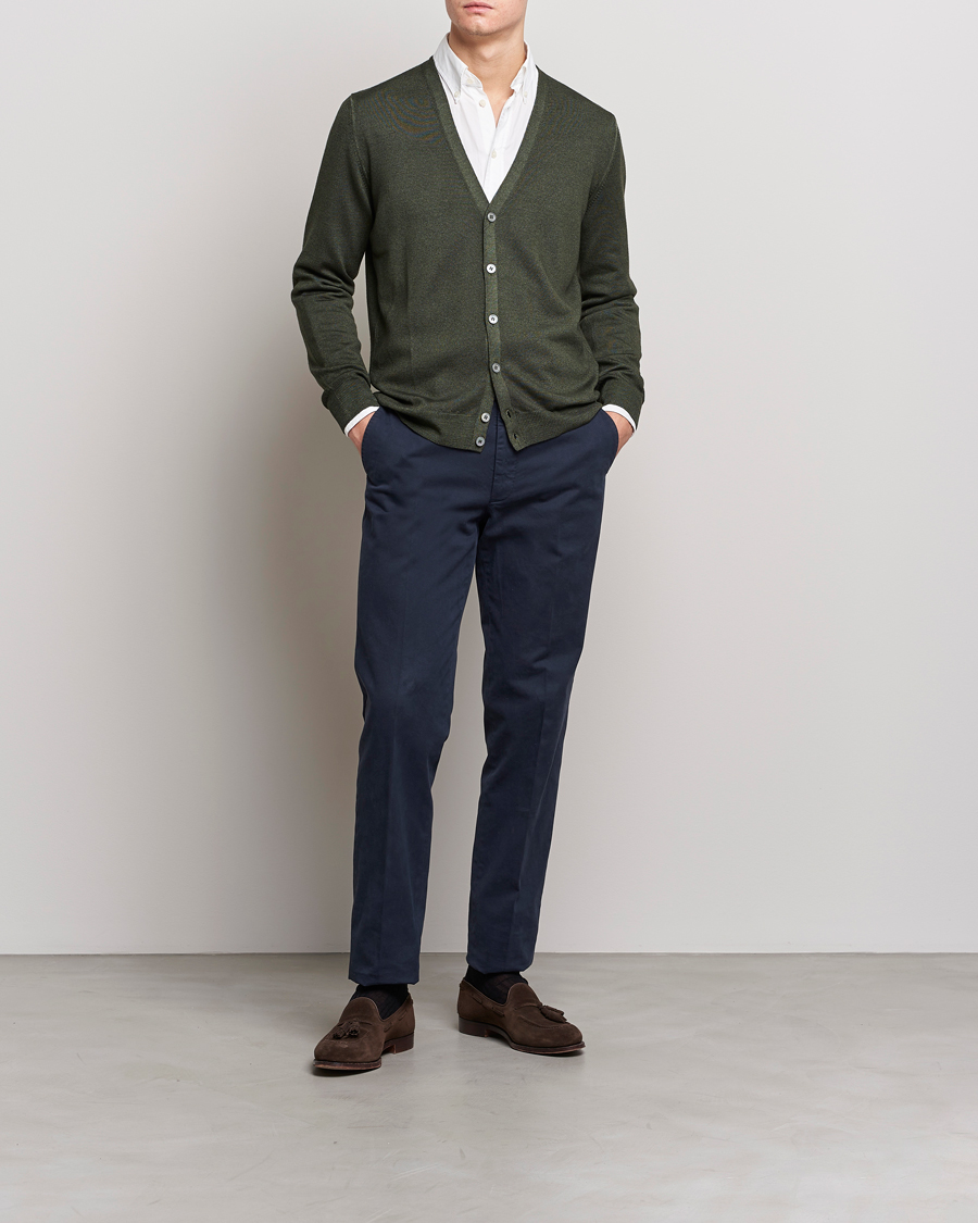 Mies | Puserot | Gran Sasso | Vintage Merino Fashion Fit Cardigan Green
