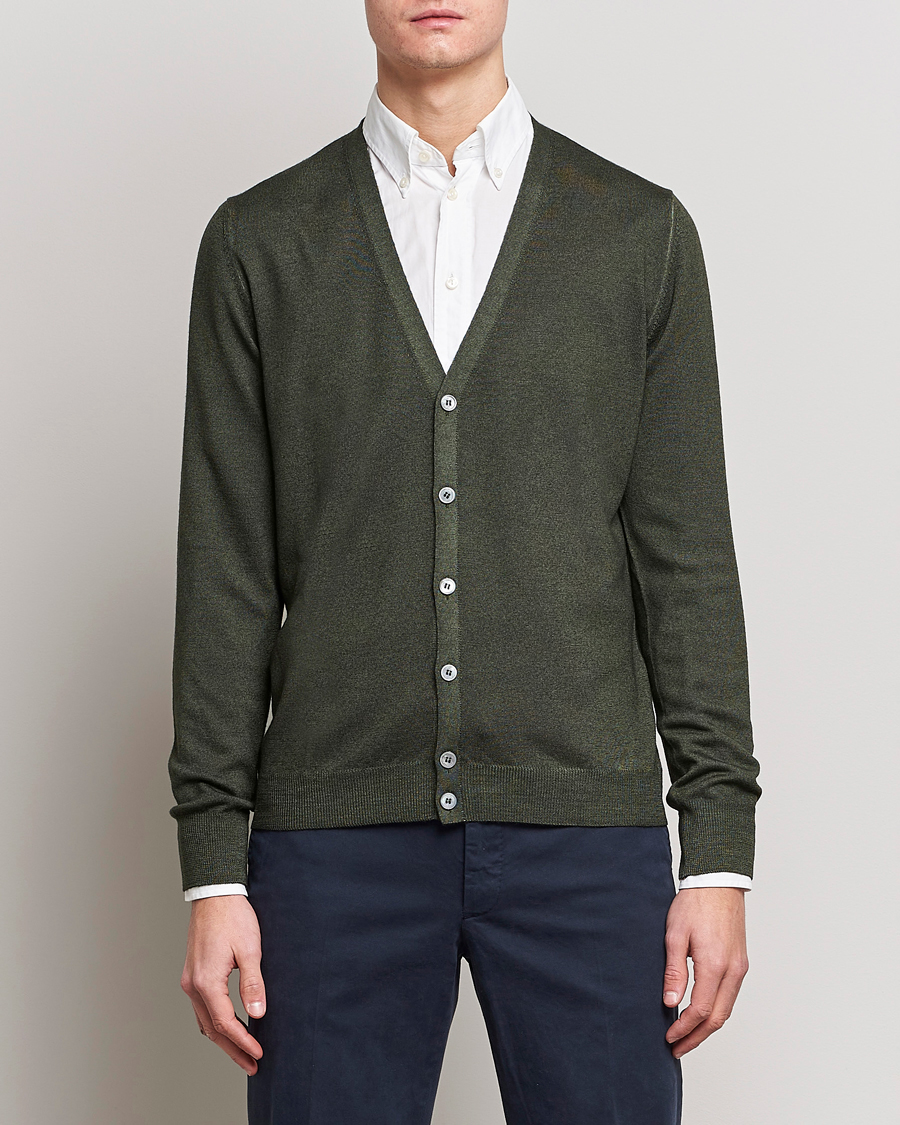 Mies | Puserot | Gran Sasso | Vintage Merino Fashion Fit Cardigan Green