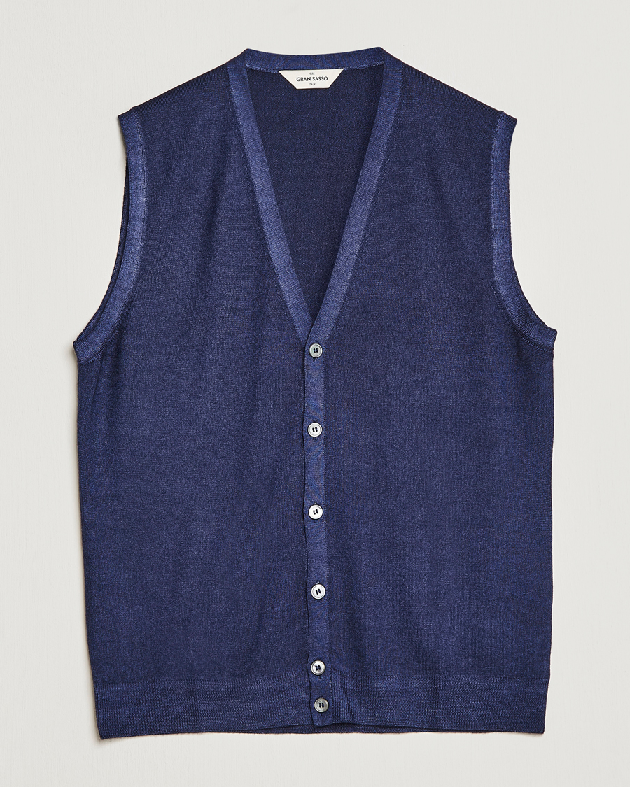 Mies | Puserot | Gran Sasso | Vintage Merino Fashion Fit Slipover Navy