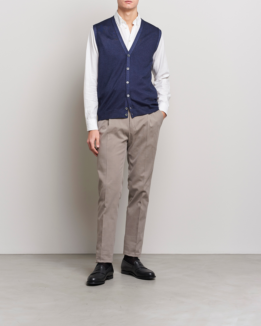 Mies | Puserot | Gran Sasso | Vintage Merino Fashion Fit Slipover Navy