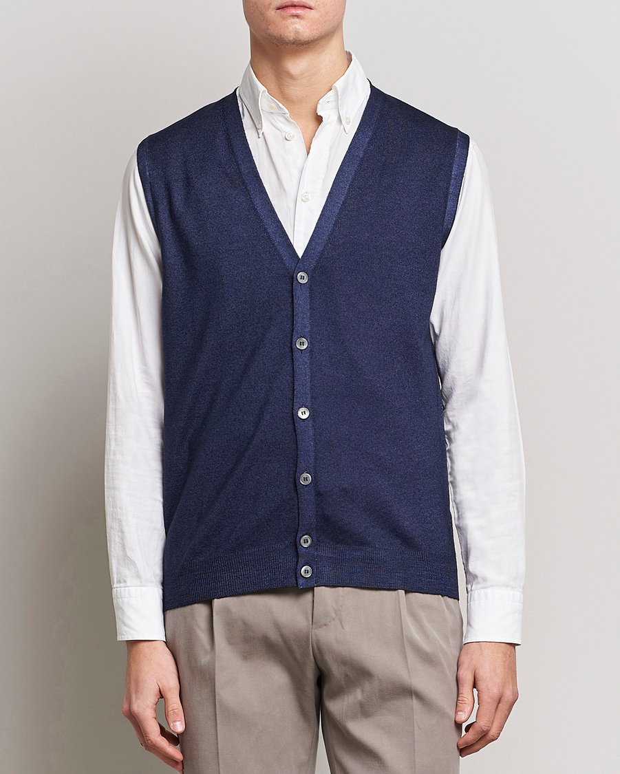 Mies | Puserot | Gran Sasso | Vintage Merino Fashion Fit Slipover Navy