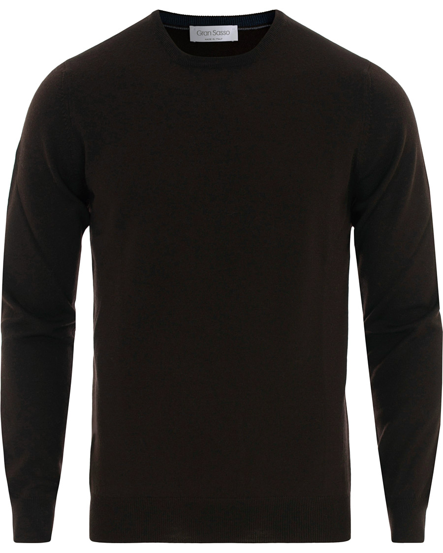 Mies | Puserot | Gran Sasso | Merino Fashion Fit Crew Neck Pullover Brown
