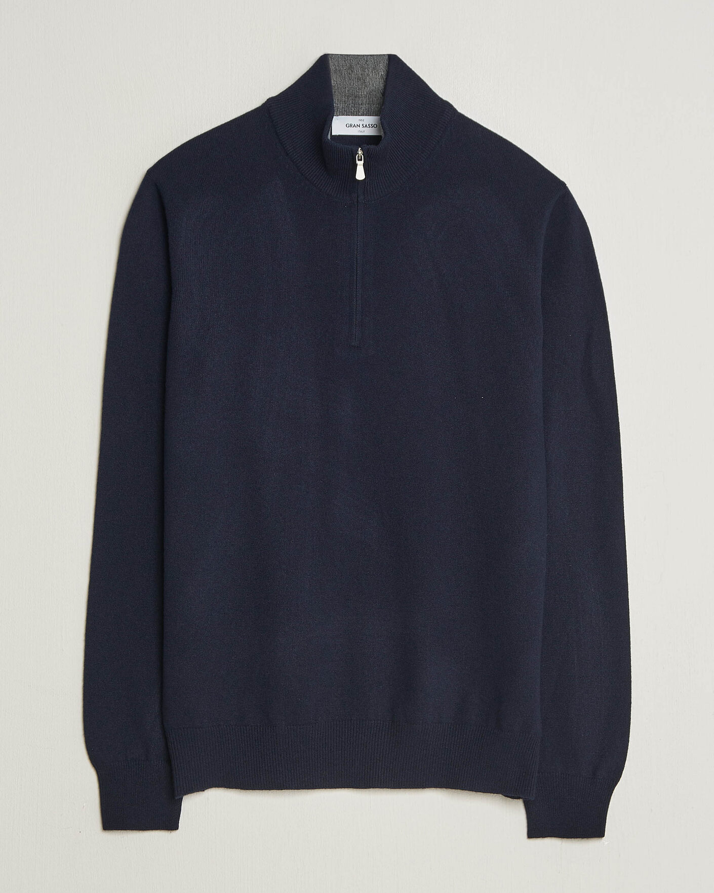Mies | Puserot | Gran Sasso | Wool/Cashmere Half Zip Navy