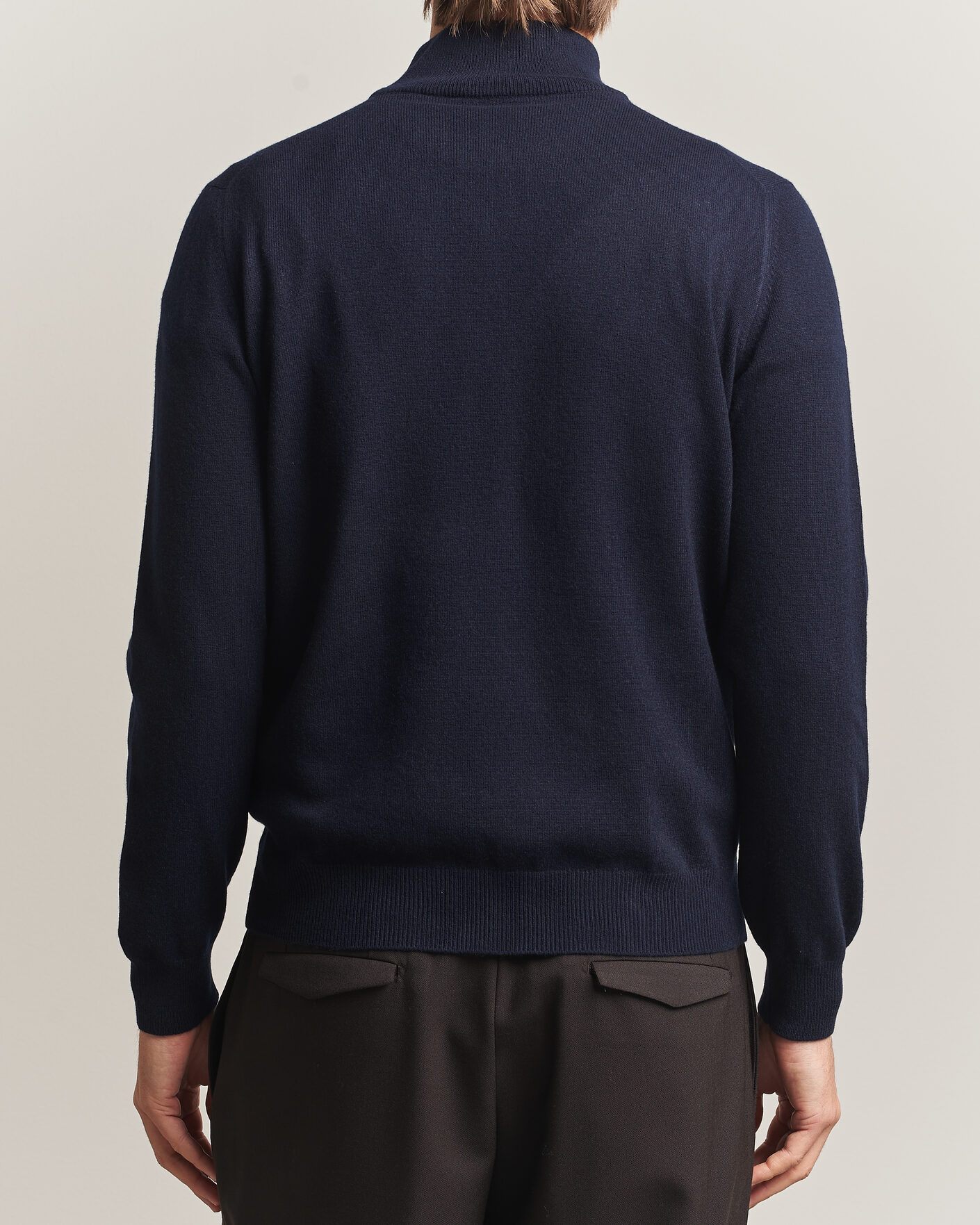 Mies | Puserot | Gran Sasso | Wool/Cashmere Half Zip Navy