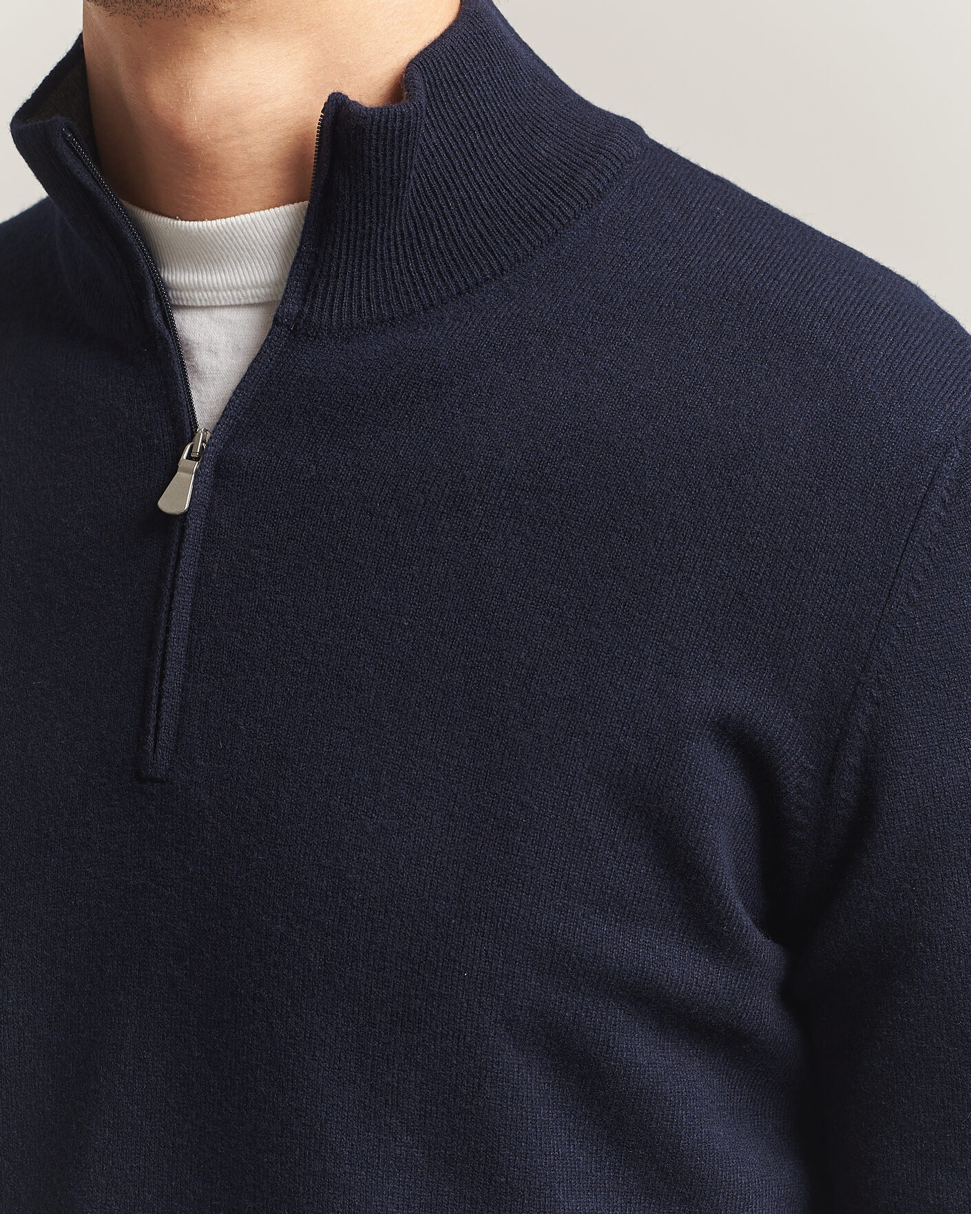Mies | Puserot | Gran Sasso | Wool/Cashmere Half Zip Navy