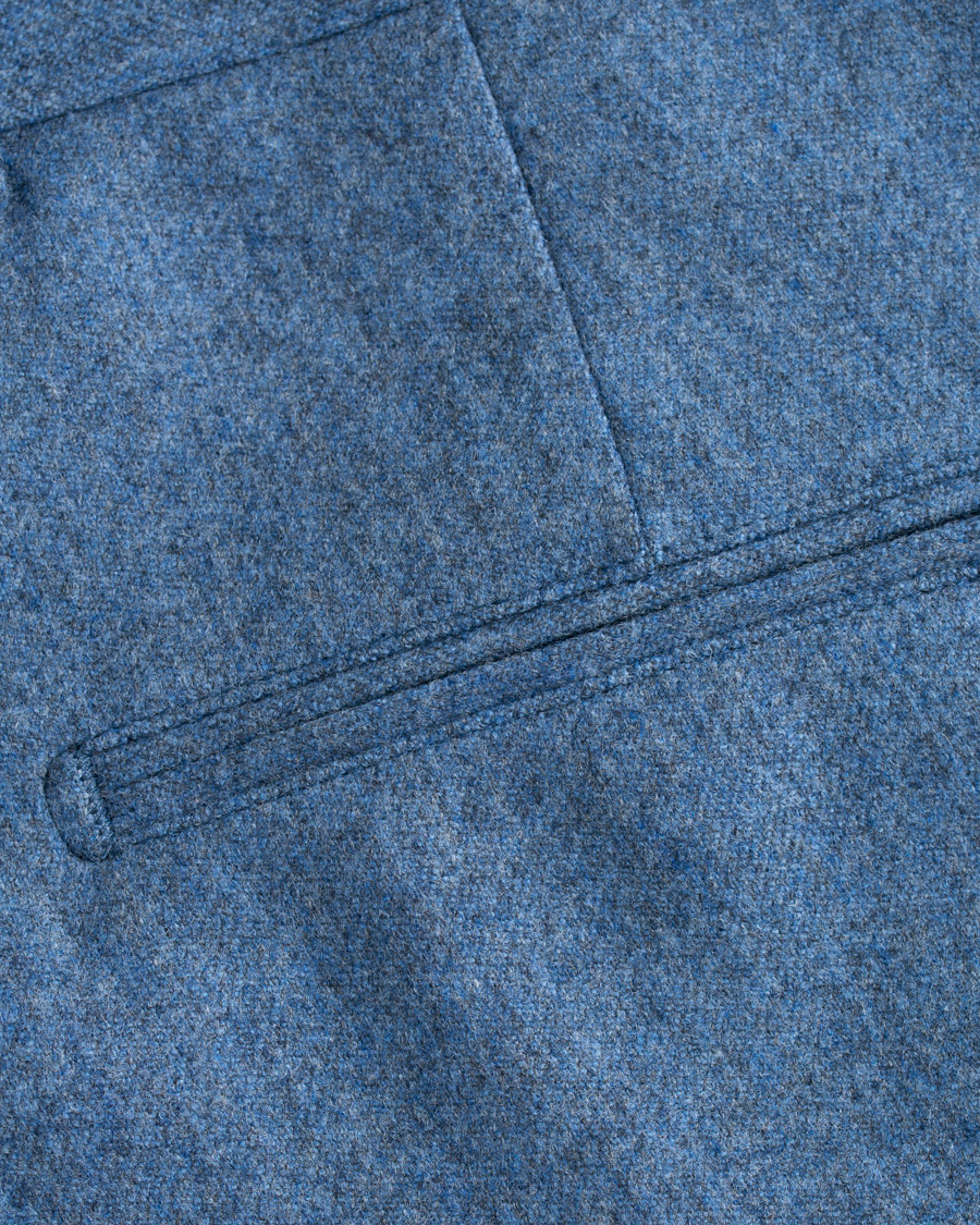 Mies | Housut | Oscar Jacobson | Dean Turn Up Flannel Trousers Light Blue