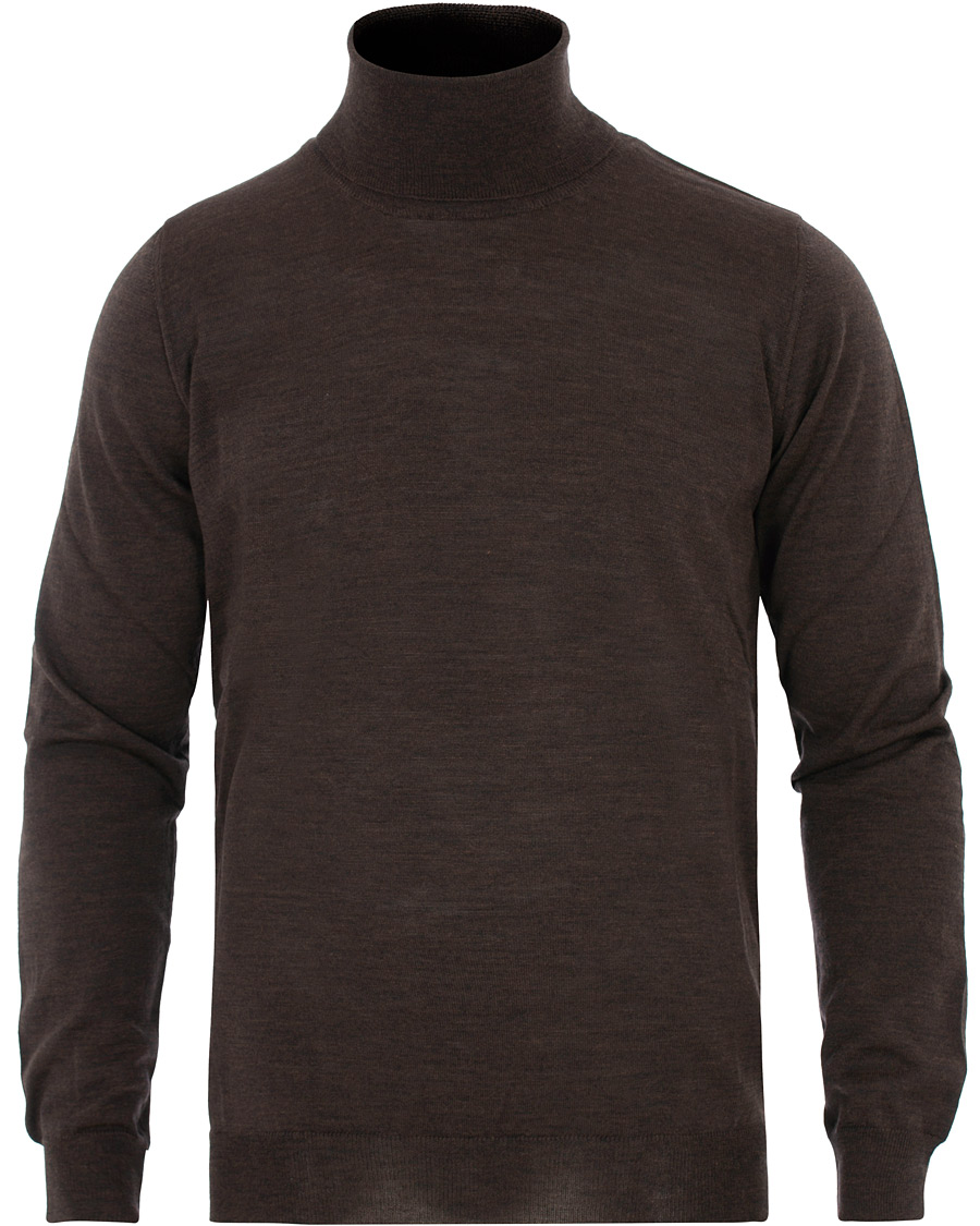 Mies | Puserot | Oscar Jacobson | Cole Extra Fine Merino Rollneck Brown
