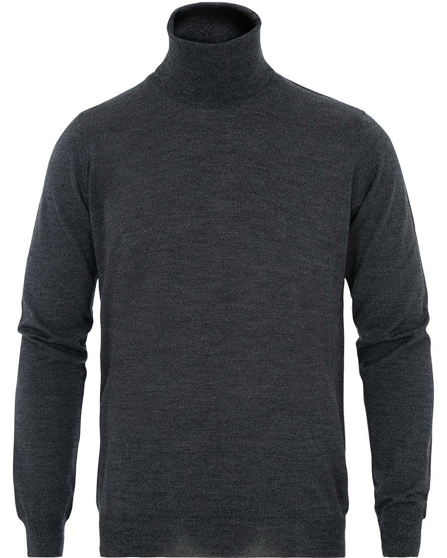 Mies | Puserot | Oscar Jacobson | Cole Extra Fine Merino Rollneck Dark Grey