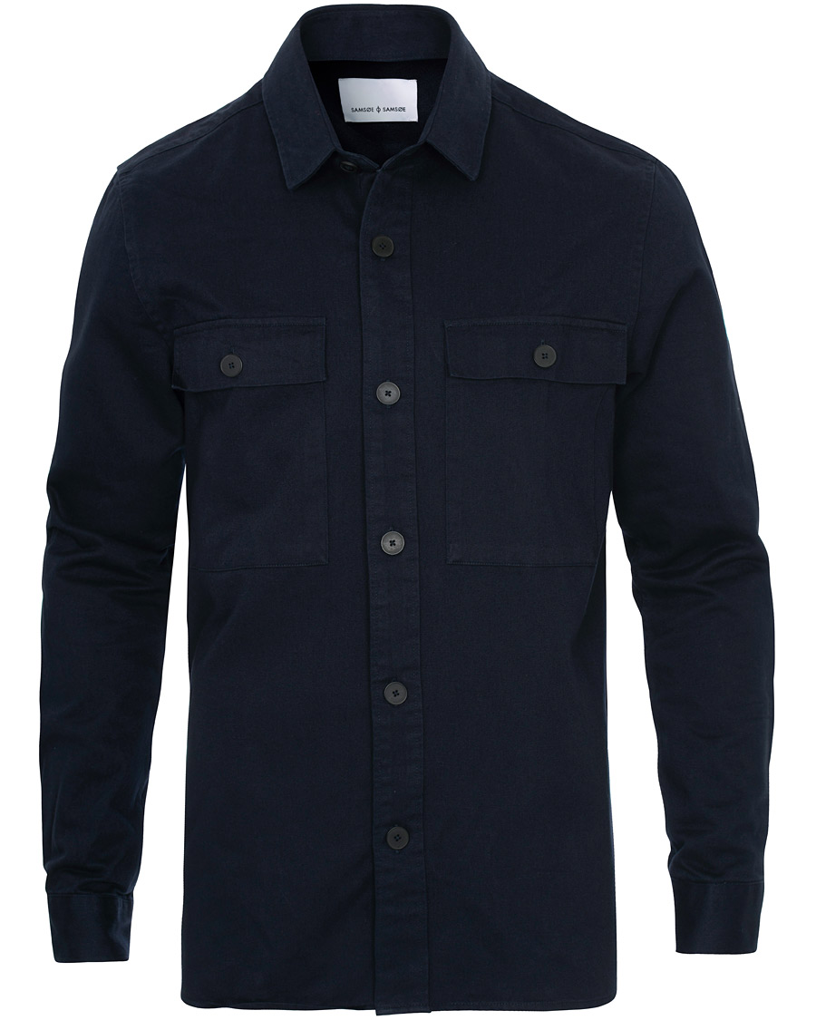 Mies | Kauluspaidat | Samsøe Samsøe | Samsøe & Samsøe Waltones Cotton Overshirt Night Sky
