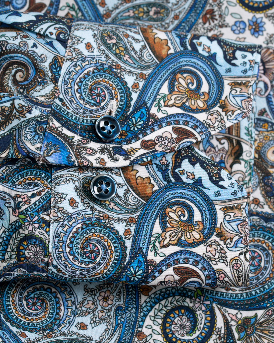 Mies | Kauluspaidat | Stenströms | Slimline Printed Paisley Shirt White/Blue