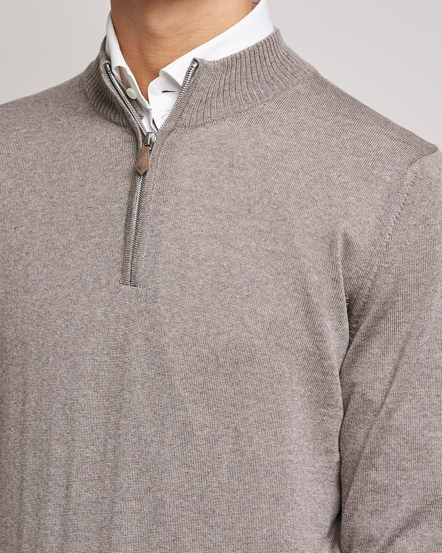 Mies | Puserot | Stenströms | Merino Half Zip Mud Brown