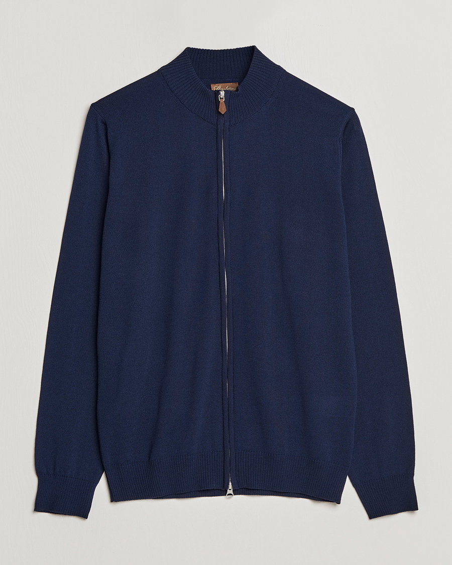 Mies | Puserot | Stenströms | Merino Full Zip Navy