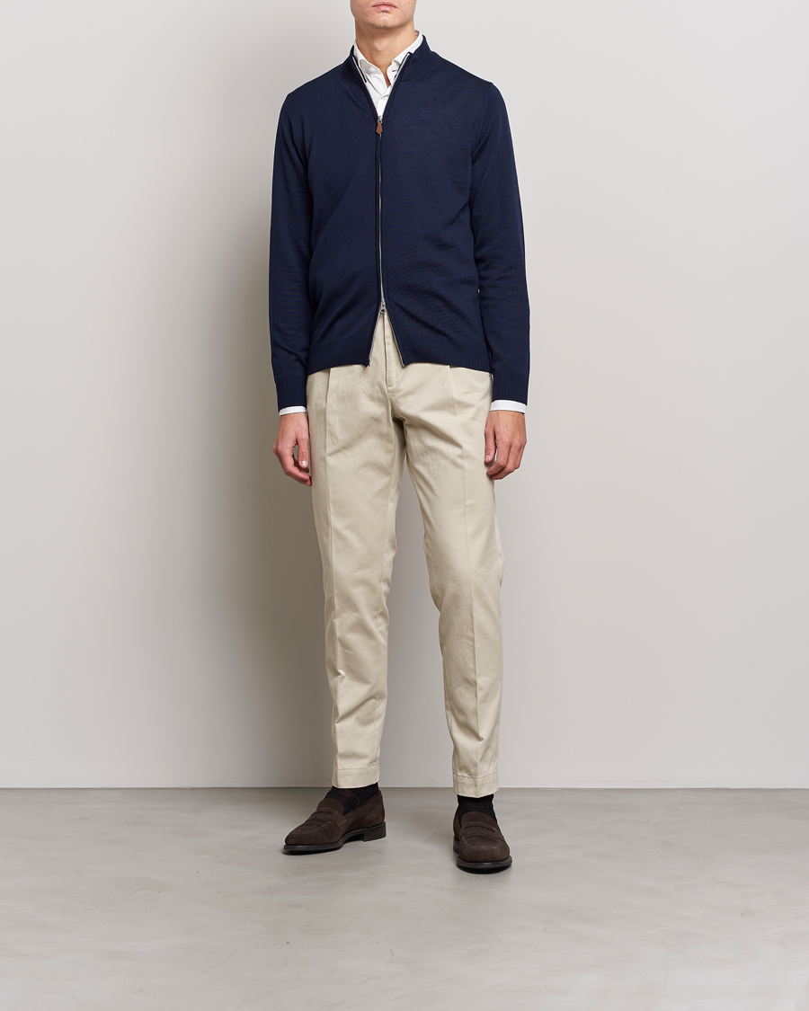 Mies | Puserot | Stenströms | Merino Full Zip Navy