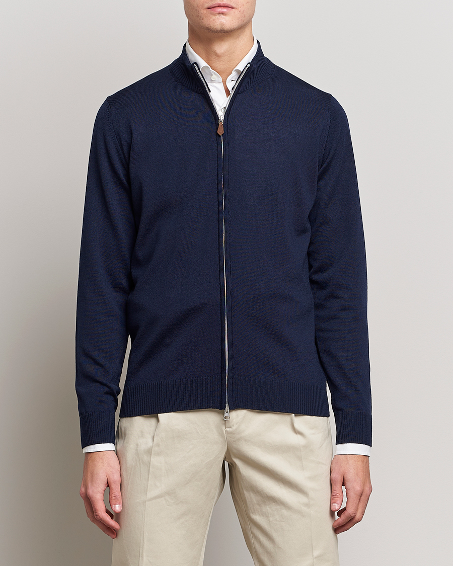 Mies | Puserot | Stenströms | Merino Full Zip Navy