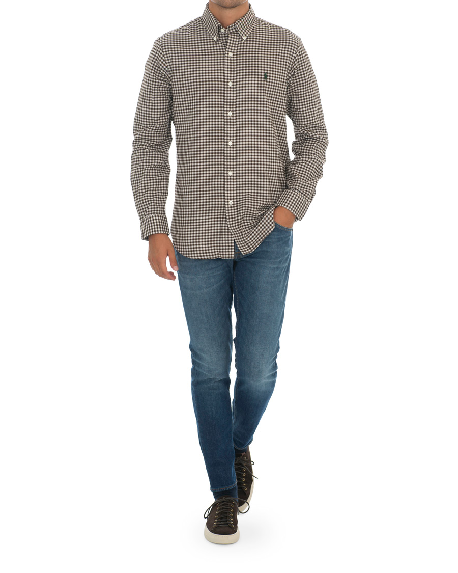 Mies | Kauluspaidat | Polo Ralph Lauren | Custom Fit Twill Check Shirt Brown/White