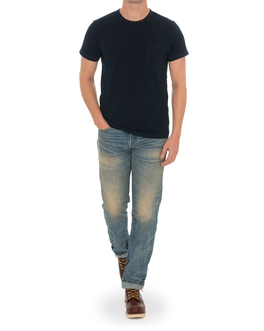 Mies | T-paidat | RRL | Standard Pocket Tee Rinsed Blue Indigo