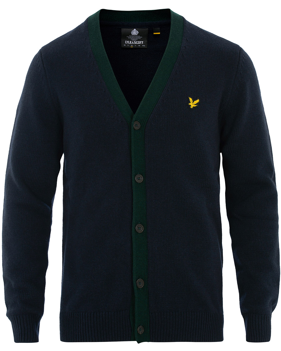 Mies | Puserot | Lyle & Scott | Contrast Placket Cardigan Dark Navy