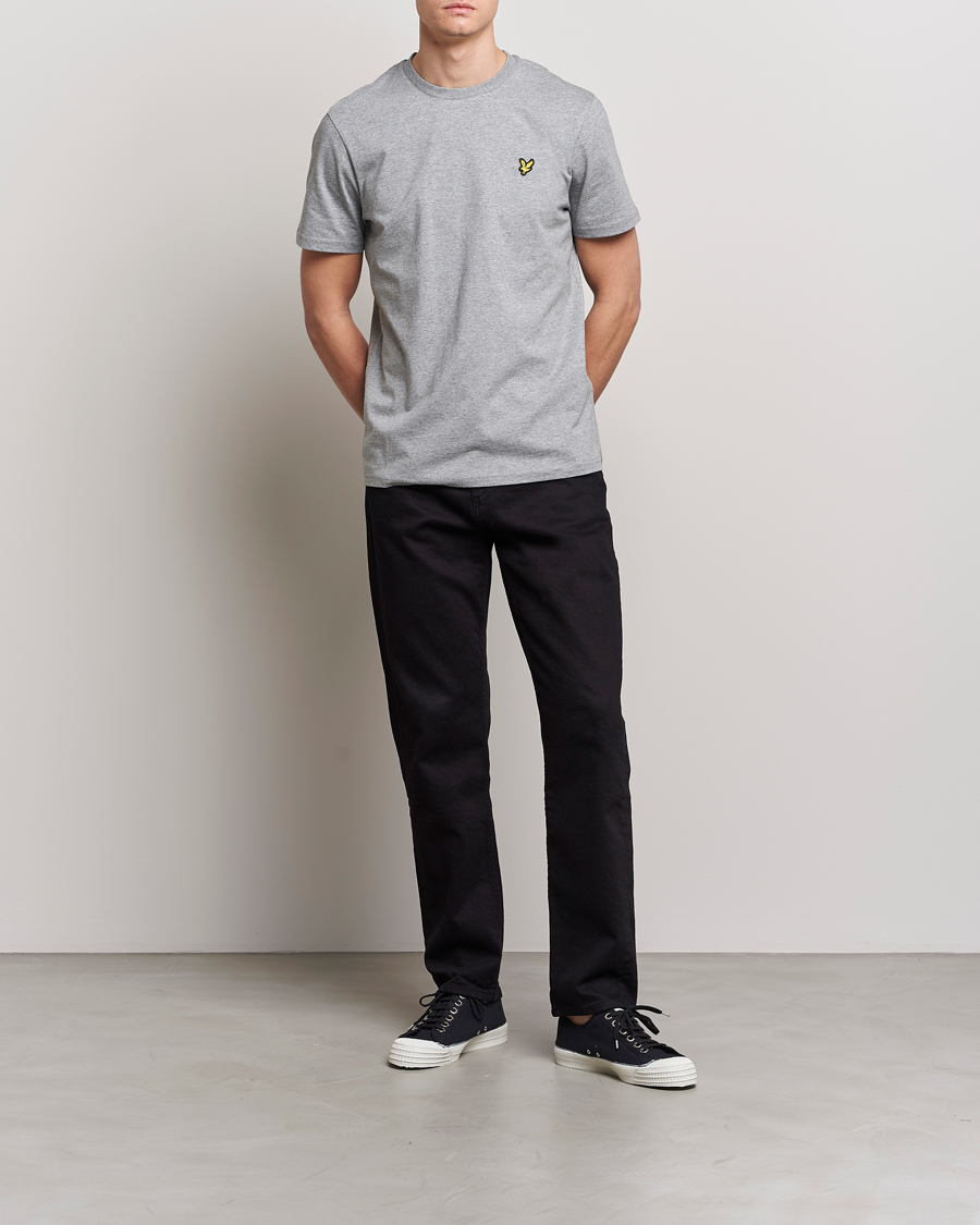Mies | T-paidat | Lyle & Scott | Plain Crew Neck Cotton T-Shirt Mid Grey Marl