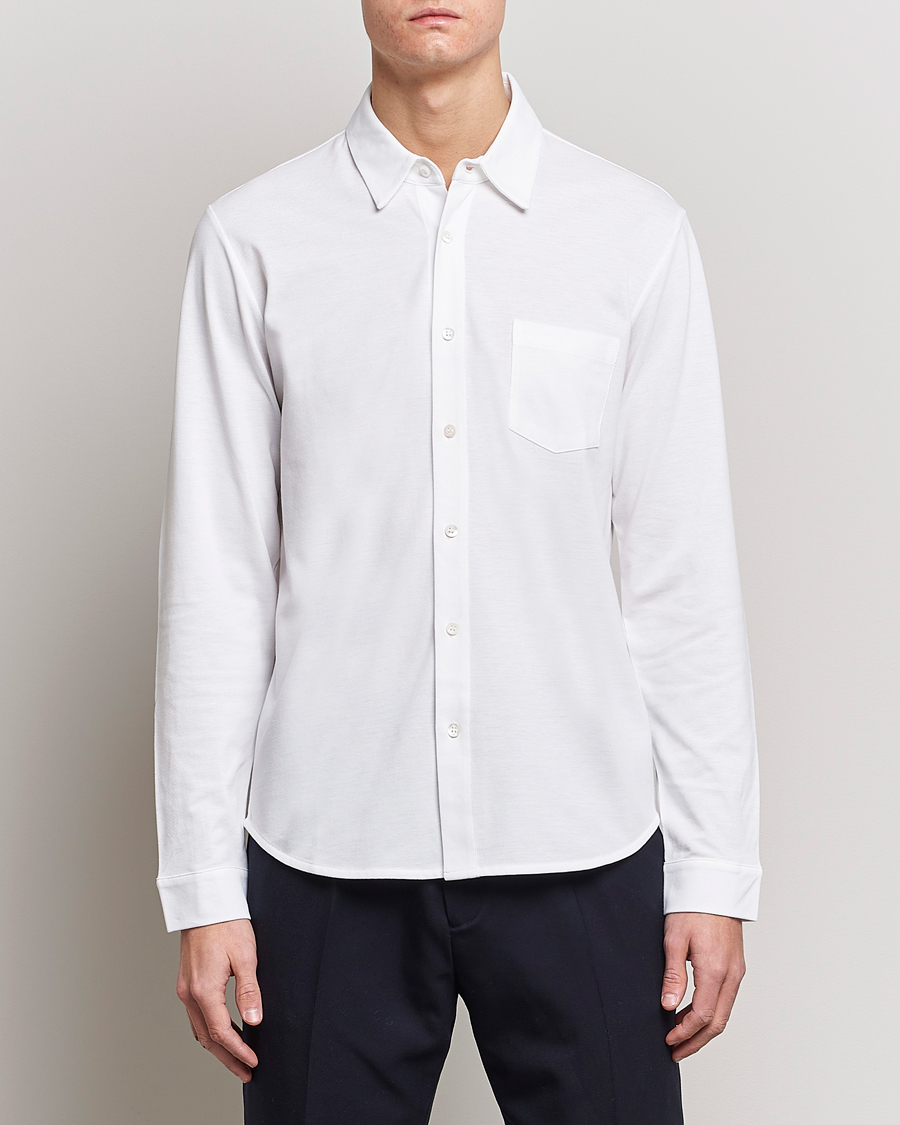 Mies | Sunspel | Sunspel | Long Sleeve Pique Shirt White